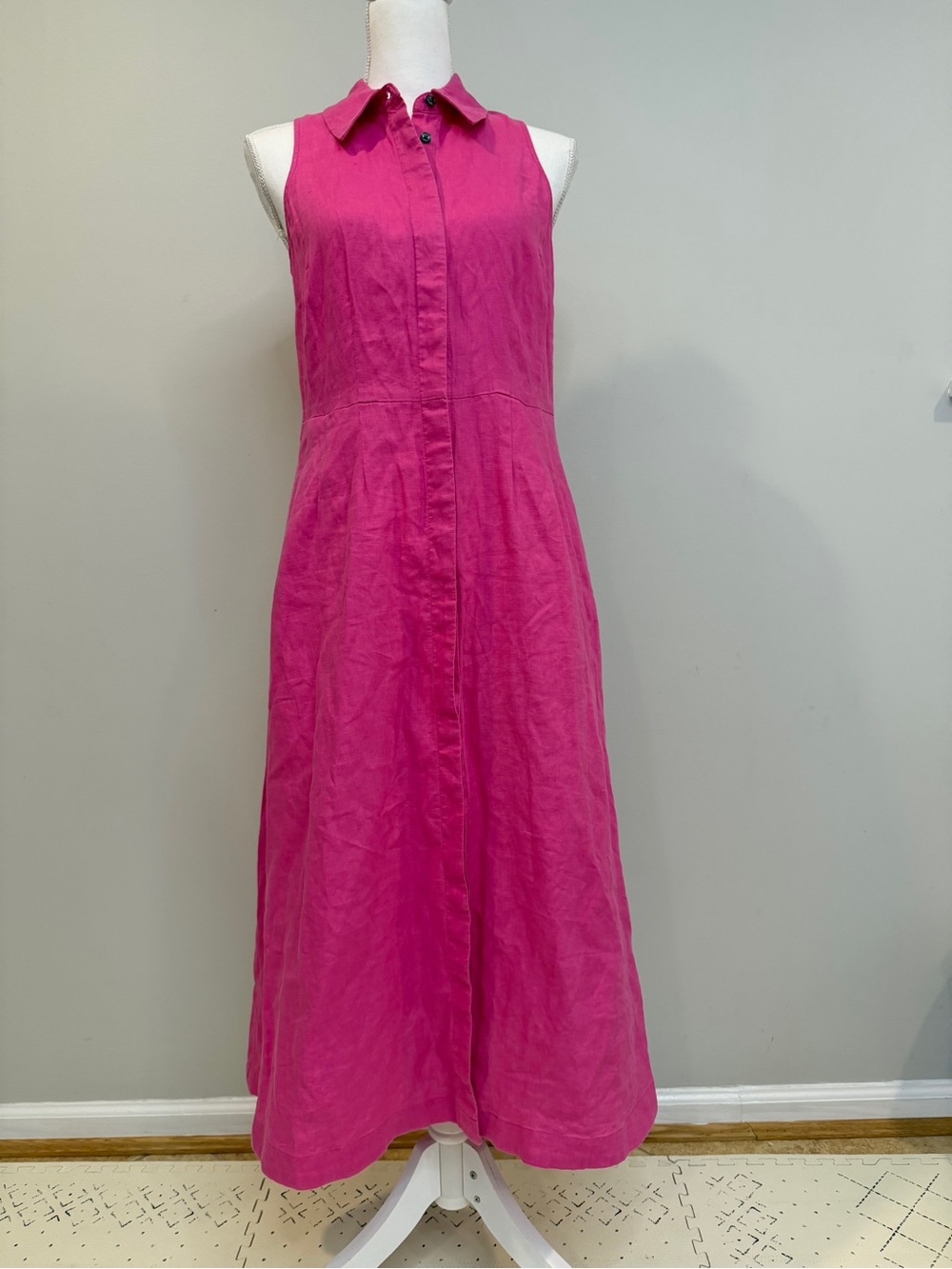Boden collar linen blend maxi dress 6R 100% linen